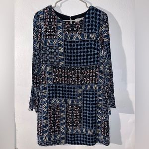 Loft loose dress long sleeves multi color